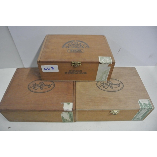 443 - Three vintage cigar boxes