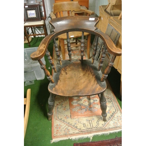 449 - An antique captain's / smoker's chair