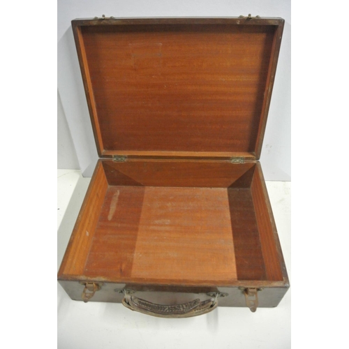 450 - A vintage wooden briefcase along with an antique wooden box