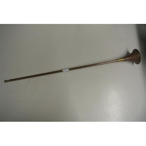 456 - An antique brass and copper hunting horn