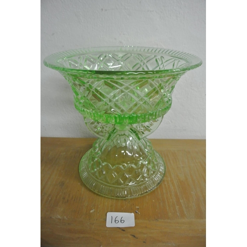 166 - A stunning antique Uranium glass 2 piece fruit bowl.