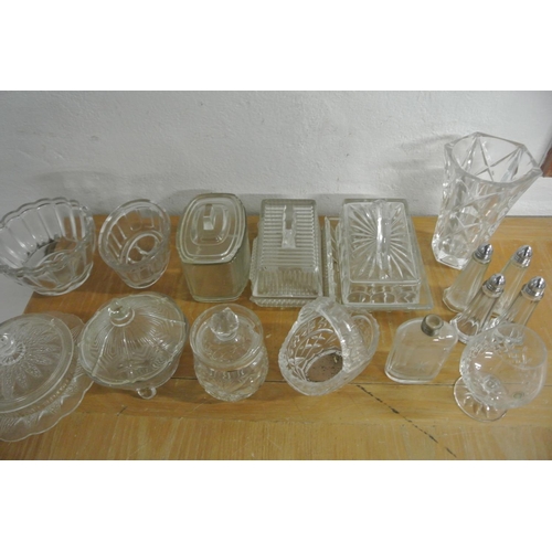 347 - A large collection of antique glassware and crystal items to include jelly moulds, butter dishes, gl... 