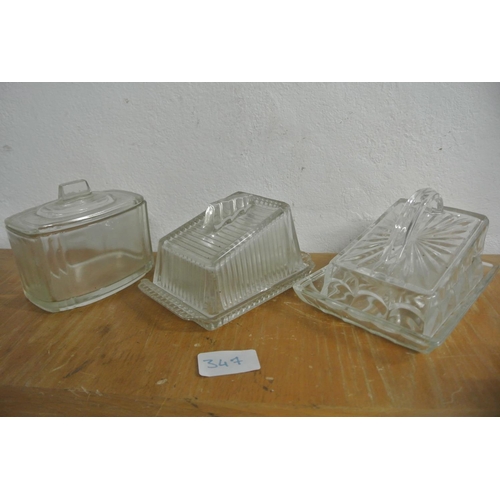 347 - A large collection of antique glassware and crystal items to include jelly moulds, butter dishes, gl... 