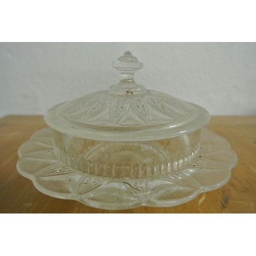 347 - A large collection of antique glassware and crystal items to include jelly moulds, butter dishes, gl... 