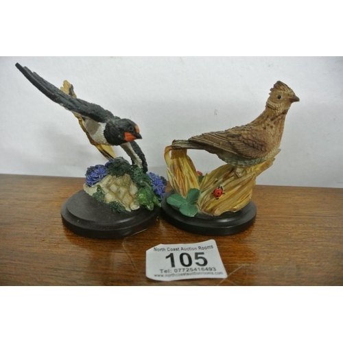 105 - Two stunning hand sculpted birds by artist Andy Pearce depiciting 'The Skylark' and 'The Shallow' pr... 