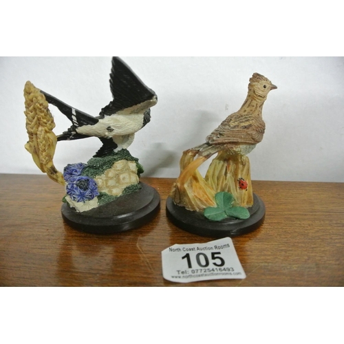 105 - Two stunning hand sculpted birds by artist Andy Pearce depiciting 'The Skylark' and 'The Shallow' pr... 