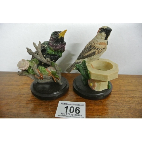 106 - Two stunning hand sculpted birds by artist Andy Pearce depicting 'The House Sparrow' and 'The Starli... 