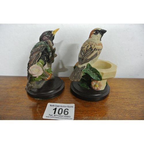 106 - Two stunning hand sculpted birds by artist Andy Pearce depicting 'The House Sparrow' and 'The Starli... 