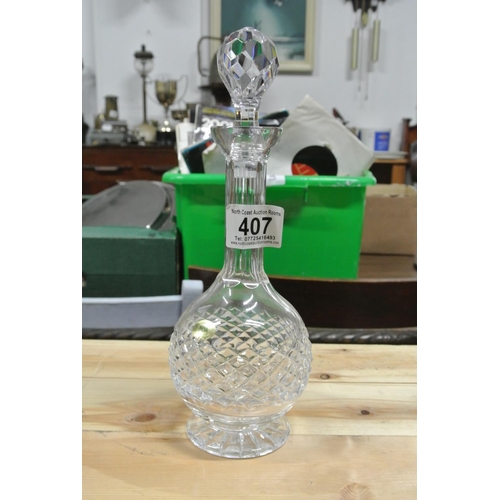 407 - A fine Tyrone Crystal decanter.