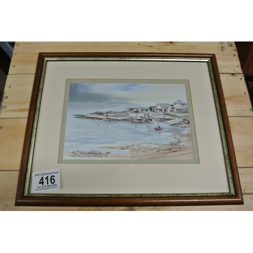 416 - A limited edition framed print showing Portballintrae Harbour.