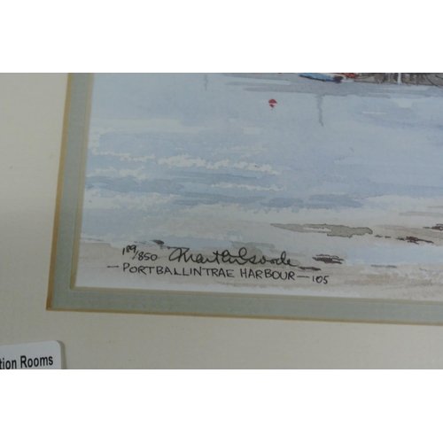 416 - A limited edition framed print showing Portballintrae Harbour.