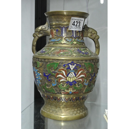 423 - A decorative antique Chinese/ Oriental bronze vase.