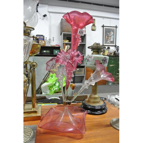 426 - A stunning antique/ Victorian ruby glass epergne.