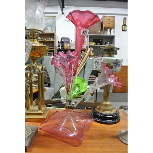 426 - A stunning antique/ Victorian ruby glass epergne.