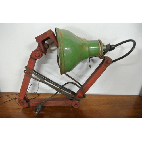 67 - A stunning antique anglepoise lamp with green enamel shade.