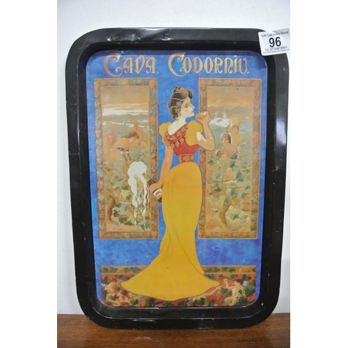 96 - A retro butler's tray advertising Cava Codorriu champagne.