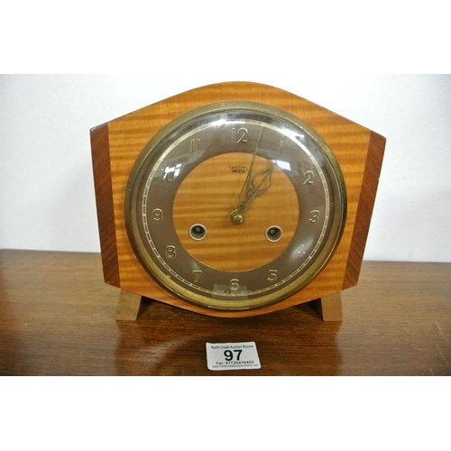 97 - A vintage Art Deco style mantle clock produced by Smiths Enfield England.