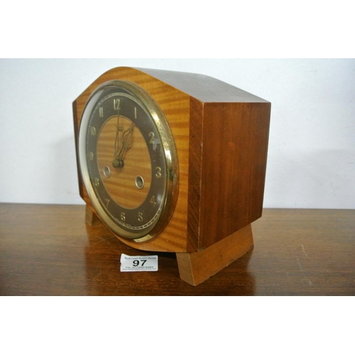 97 - A vintage Art Deco style mantle clock produced by Smiths Enfield England.