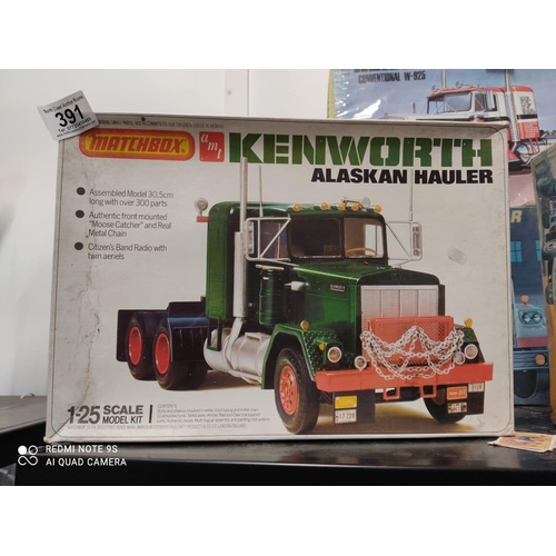 391 - A vintage boxed AMT/ Matchbox model kit, 'Kenworth Alaskan Hauler'.