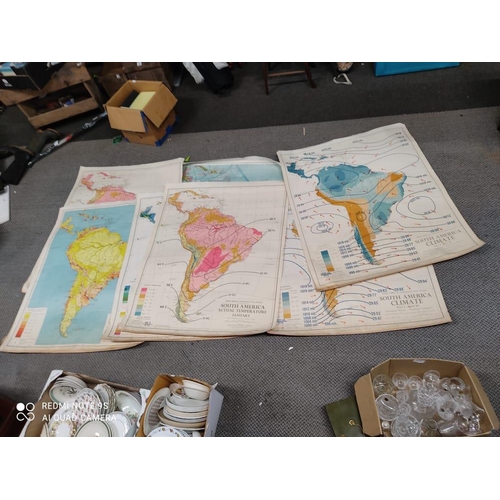 440 - An assortment of large retro school maps.