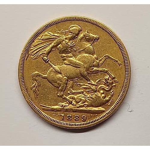 381c - A full Queen Victoria/ Victorian Sovereign, dated 1889.