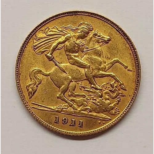 381G - A King George half Sovereign, dated 1911.