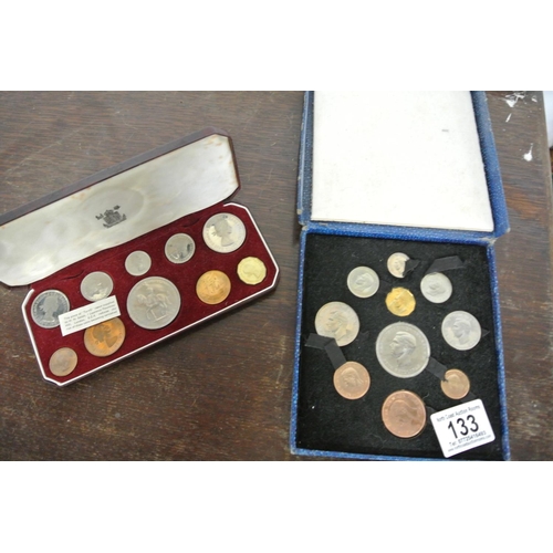 133 - A cased set of Royal Mint coins 'Crowned 2nd June 1953' along with a cased of Royal Mint coins 'Fest... 