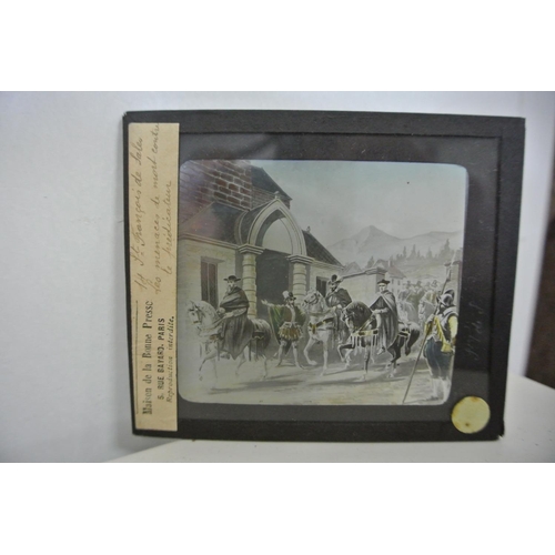 180 - A collection of vintage magic lantern slides produced by Maison de la Bonne Presco.