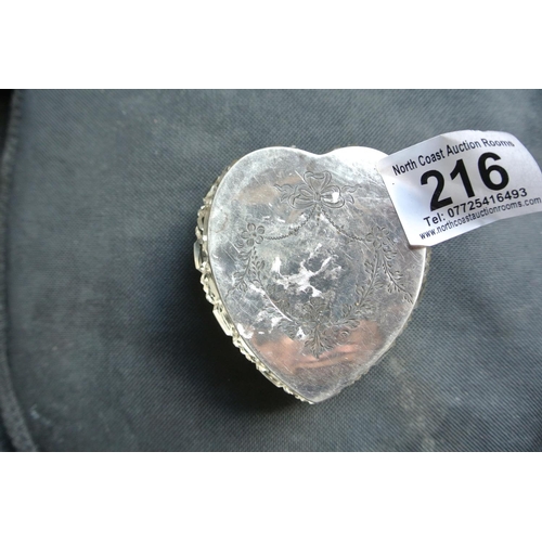 216 - An antique crystal trinket dish with sterling silver lid, fully hallmarked for Birmingham.