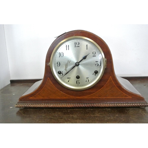 220 - A Westminster pendulum chime Napoleon hat mantle clock.