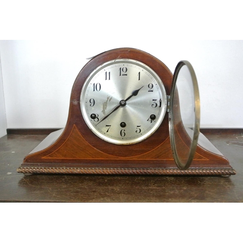 220 - A Westminster pendulum chime Napoleon hat mantle clock.