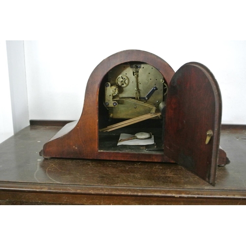 220 - A Westminster pendulum chime Napoleon hat mantle clock.