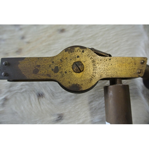 222 - A vintage Rabone Chesterman gauging dipping tape with brass weight.