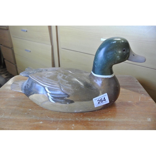 264 - A wooden model of a duck.