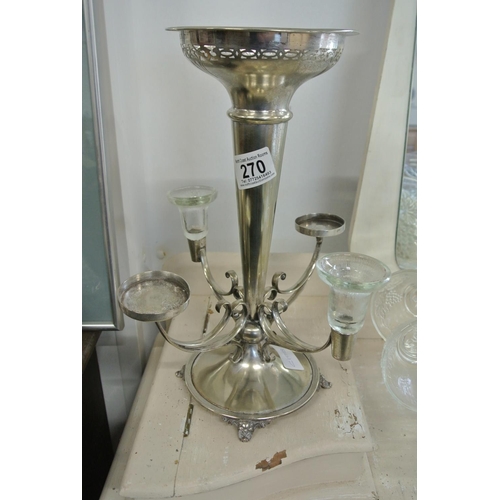 270 - An unusual silver plated candelabra.