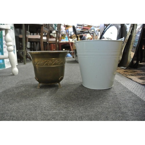 288 - A vintage brass coal bucket along with another coal bucket.