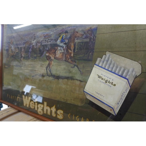 310 - An original framed advertising print, produced for Player's Weights Cigarettes'.