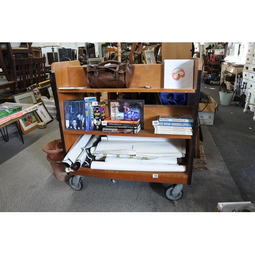 326 - A vintage/ retro library book cart/ trolley.