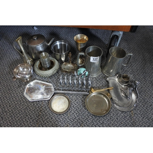 327 - An assortment of various silver plated/ metalware items.