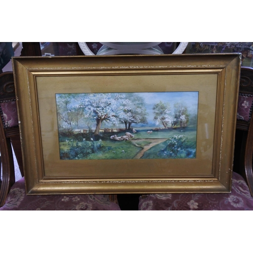 337 - A large framed painting of a farm scene signed to base.