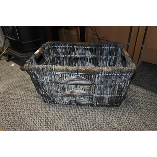 367 - A grey wicker basket.