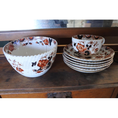 395 - A collection of vintage / antique Mason's stoneware ceramics to include a tea cup, bowl and five sau... 