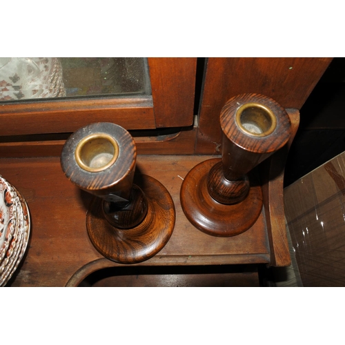 396 - A pair of vintage wooden candlesticks.