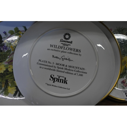 398 - A set of six limited edition cabinet plates produced by Spink Modern Collections titled 'Wildflowers... 