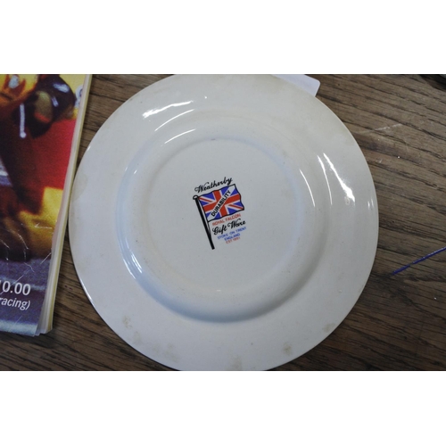 407 - A Royal Falcon gift ware plate depicting Joey Dunlop U.G.P 84 along with a North West 200 magazine 6... 