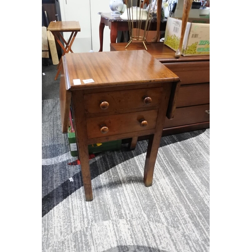 450 - An antique drop-leaf two drawer console table.