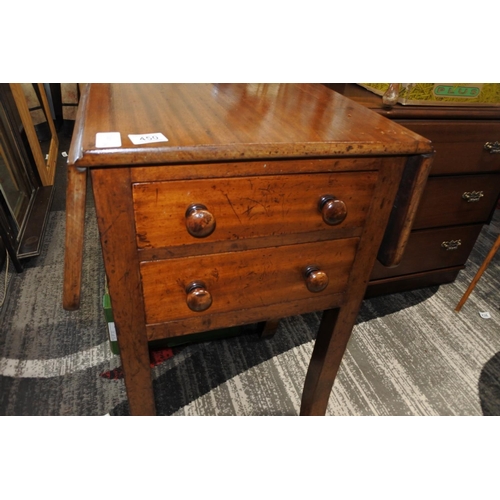 450 - An antique drop-leaf two drawer console table.