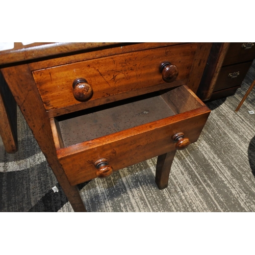 450 - An antique drop-leaf two drawer console table.