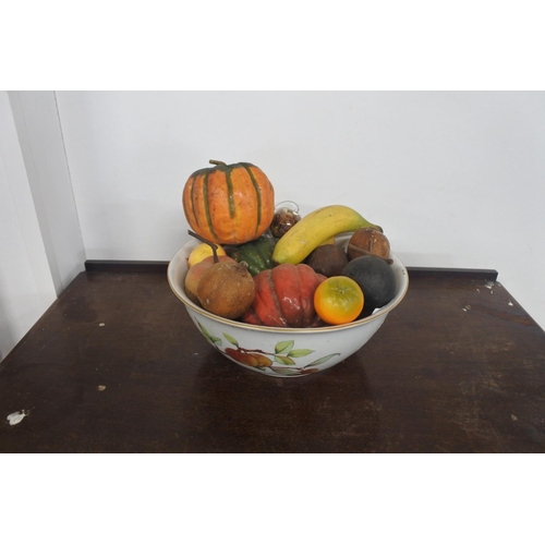 82 - A Royal Worcester 'Evesham' fruit bowl full with retro plastic fruit.