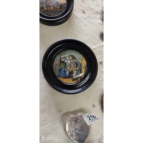 375A - An antique Prattware Lid in frame